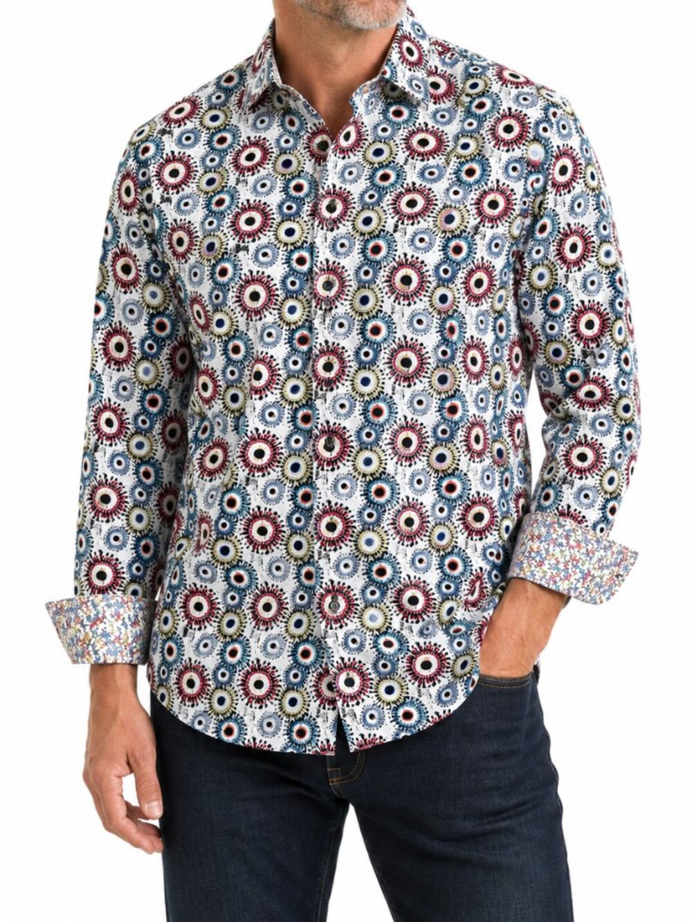 Robert Graham Multicolor Geometric Print Button Down Shirt Size XL